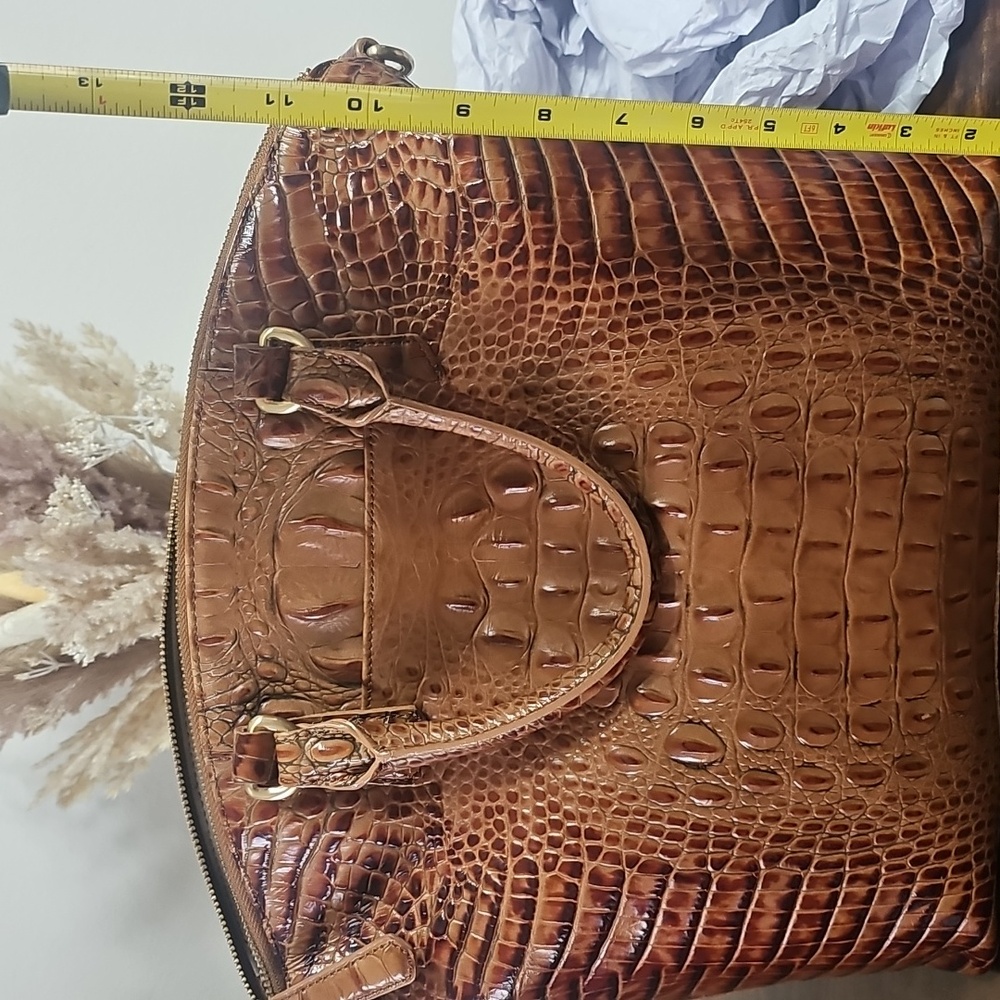 Brahmin Cognac Croc-Embossed Top-Handle Satchel - Picture 10 of 13